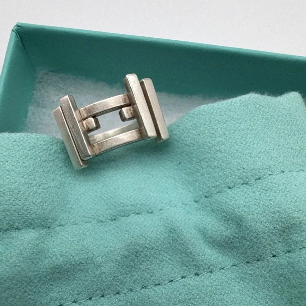 Tiffany & Co. Frank Gehry Axis Signed 925 Sterling Silver Band Ring Size 5.5